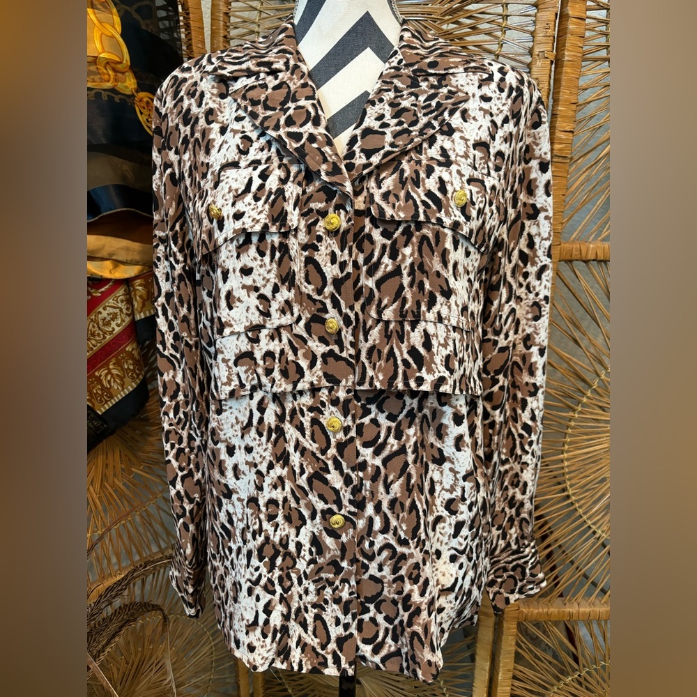 Vintage 80s NWT designer Paolo Santini animal print blouse